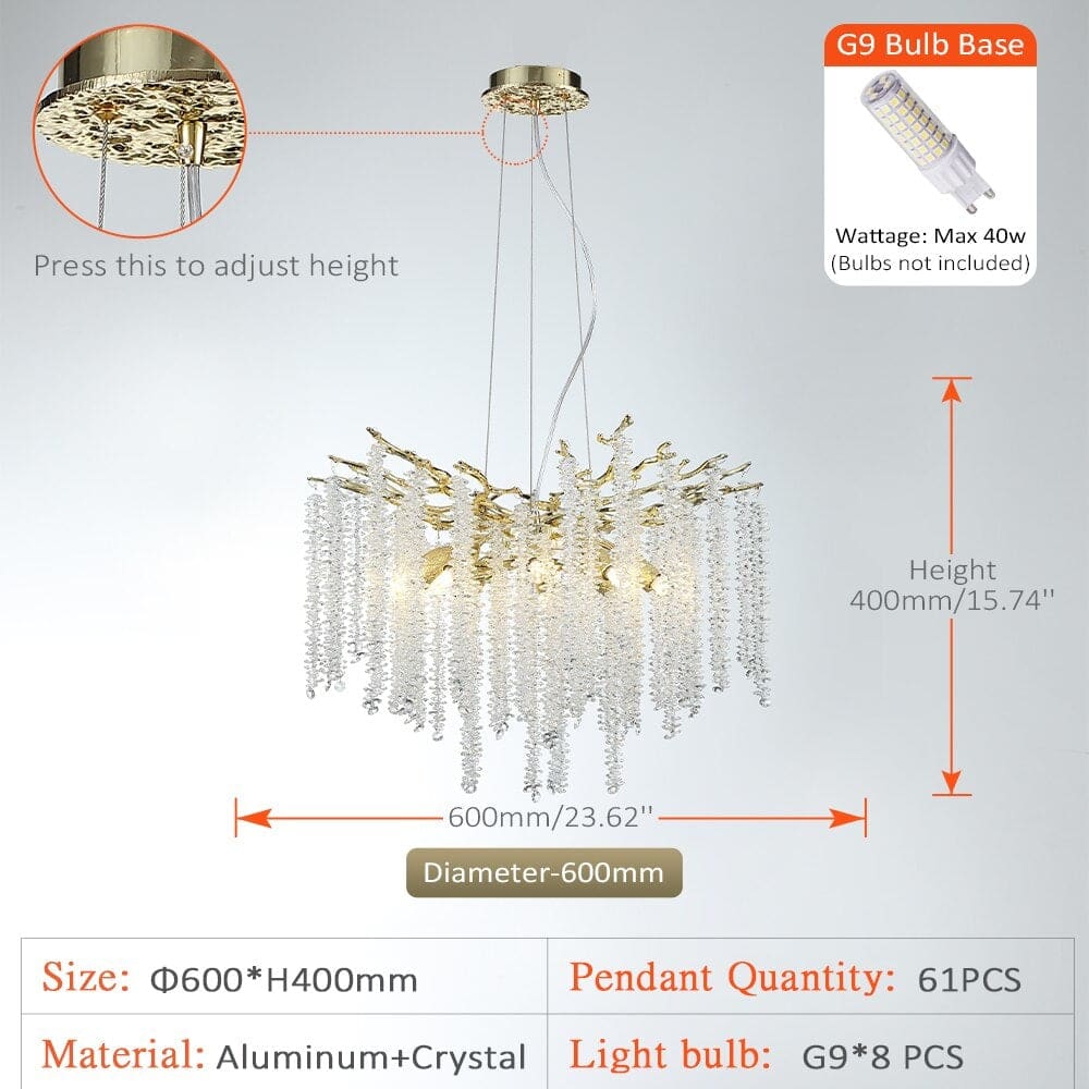 Real Crystal Chandelier | Wisteria Luxury Lighting for Stairs Living Room Restaurants - Chandeliers