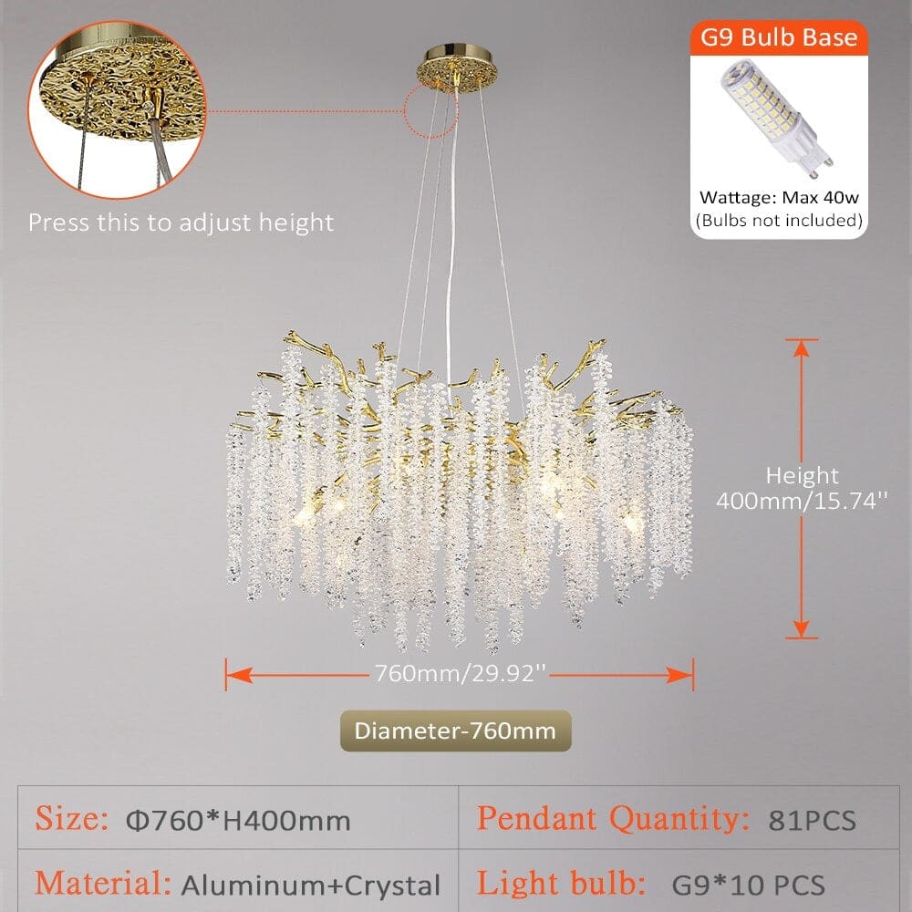 Real Crystal Chandelier | Wisteria Luxury Lighting for Stairs Living Room Restaurants - Chandeliers