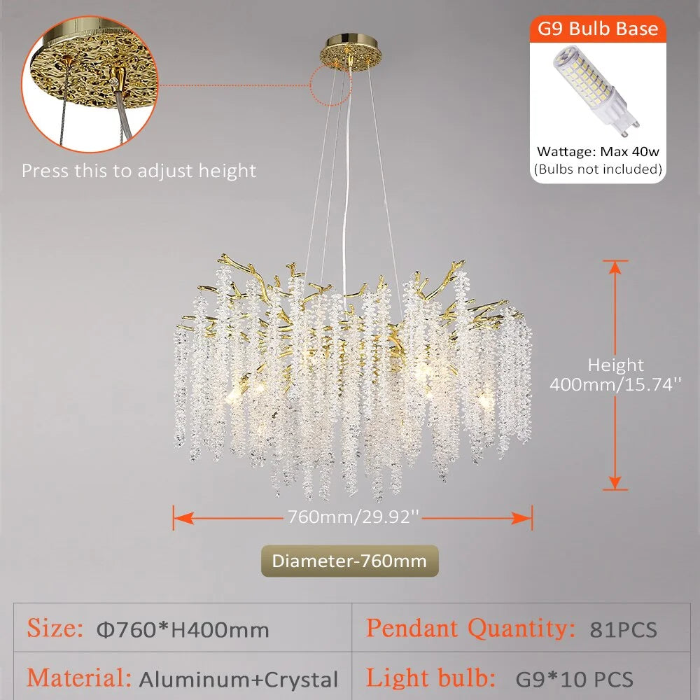 Real Crystal Chandelier | Wisteria Luxury Lighting for Stairs Living Room Restaurants
