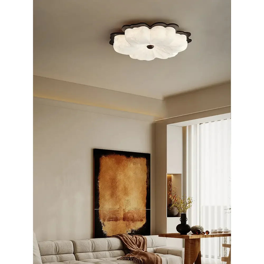 French Silk Petal Ceiling Light | Vintage-inspired Floral Statement - Flush Mounts