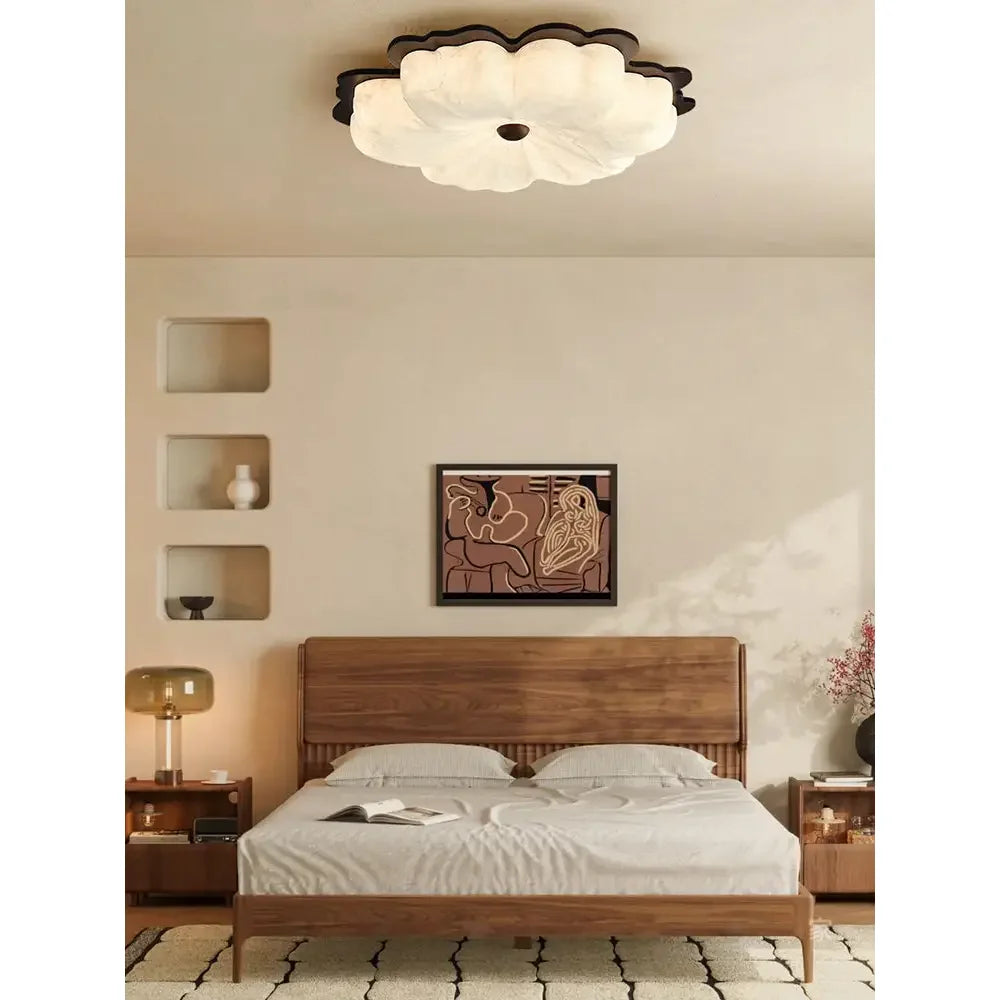 French Silk Petal Ceiling Light | Vintage-inspired Floral Statement - Flush Mounts