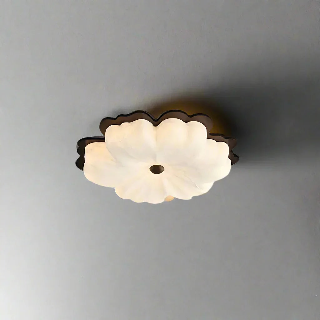 French Silk Petal Ceiling Light | Vintage-inspired Floral Statement - Flush Mounts