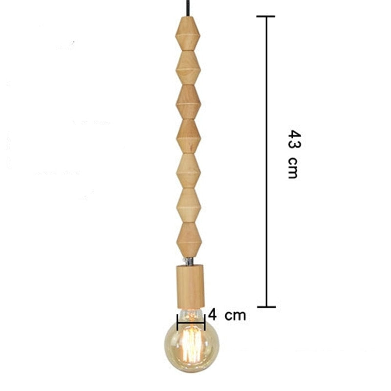 Wooden Geometric Beads String Pendant Lamp - Lamps