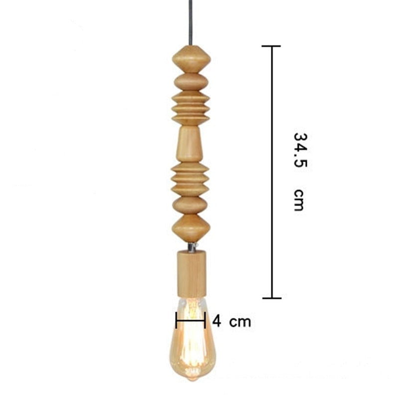 Wooden Geometric Beads String Pendant Lamp - Lamps