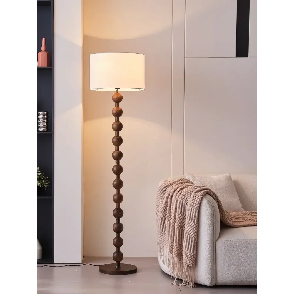 Smart Floor Lamp Wood Tone & Fabric Shade | 178cm Tall Remote App Control 2700k to 3500k Casalola Lights Luxury Lamps