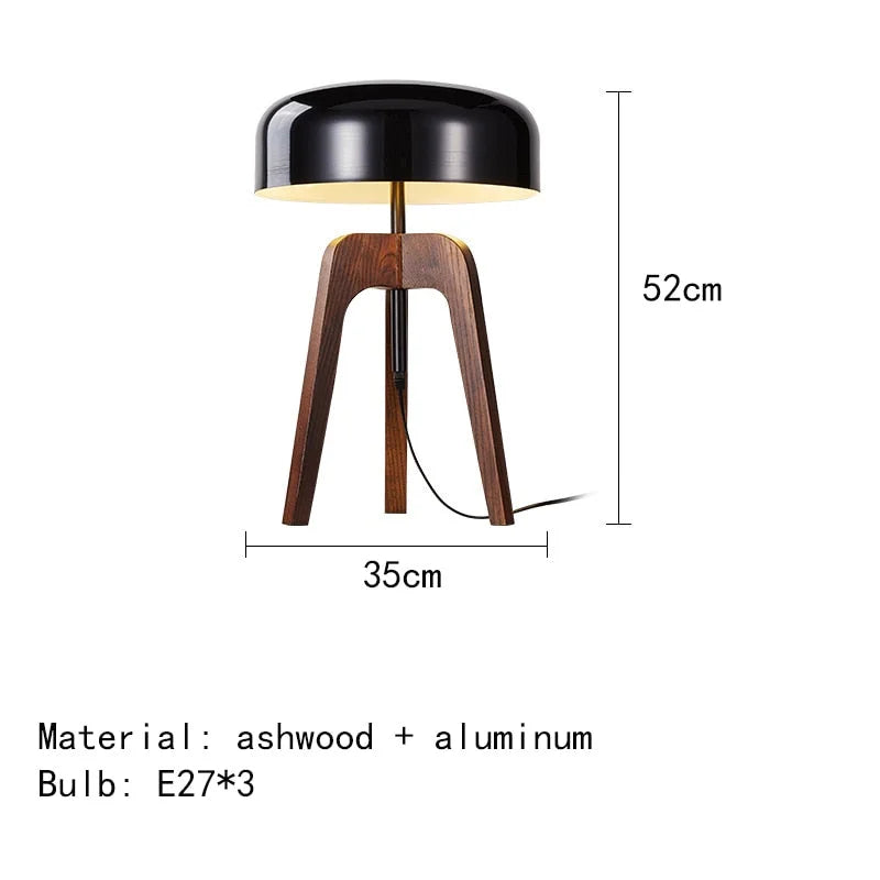 Tripod Table Lamp Wood Black Acrylic Lampshade and Floor Lighting Japandi Decor