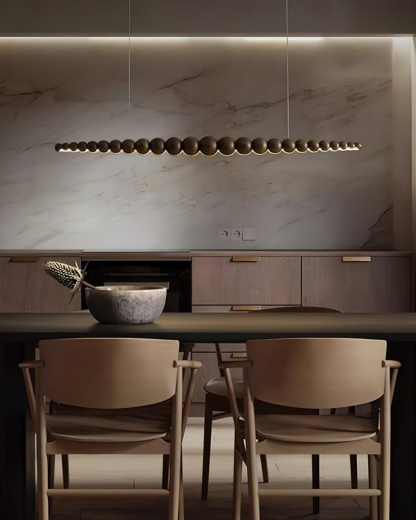 Wooden Beads Bar Pendant Lighting | Modern Led Kitchen Island Dining Room | Casalola - Lamps