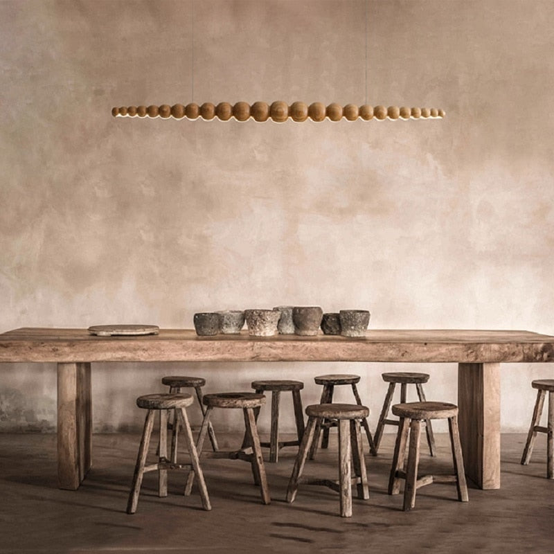Wooden Beads Bar Pendant Lighting | Modern Led Kitchen Island Dining Room | Casalola - Lamps