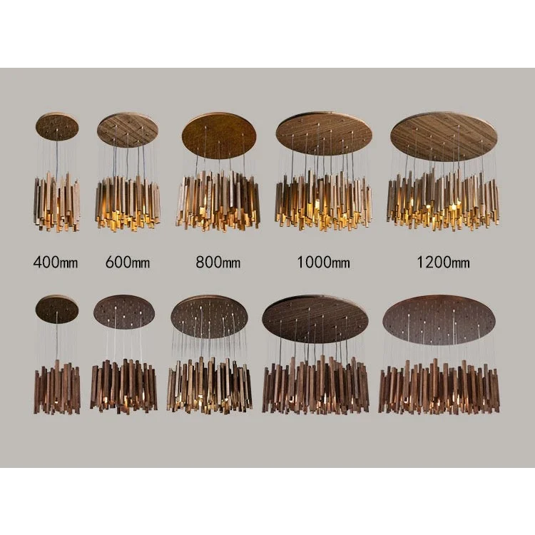 Wood Beam Pendant Light – Rustic Linear Chandelier for Dining Room Kitchen or Living