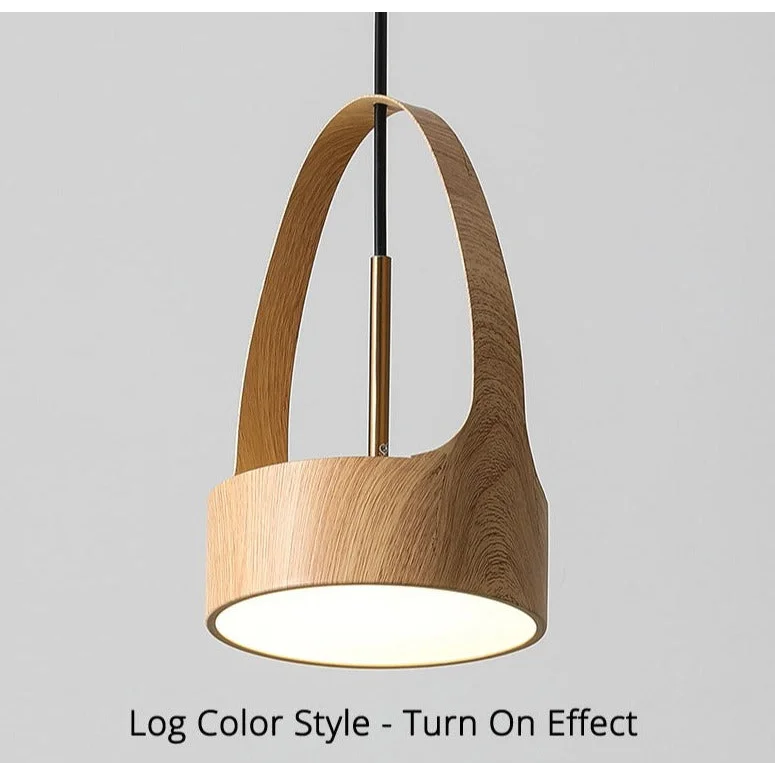 Wooden-look Pendant Light | Slim Minimalist Wood-grain Hanging Lamp Bedroom Kitchen & Dining Island Casalolalights