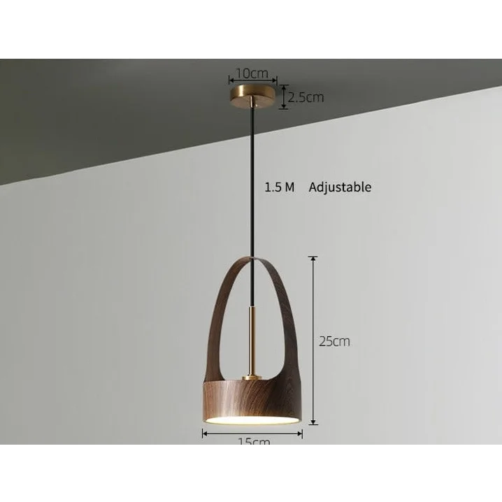 Wooden-look Pendant Light | Slim Minimalist Wood-grain Hanging Lamp Bedroom Kitchen & Dining Island Casalolalights