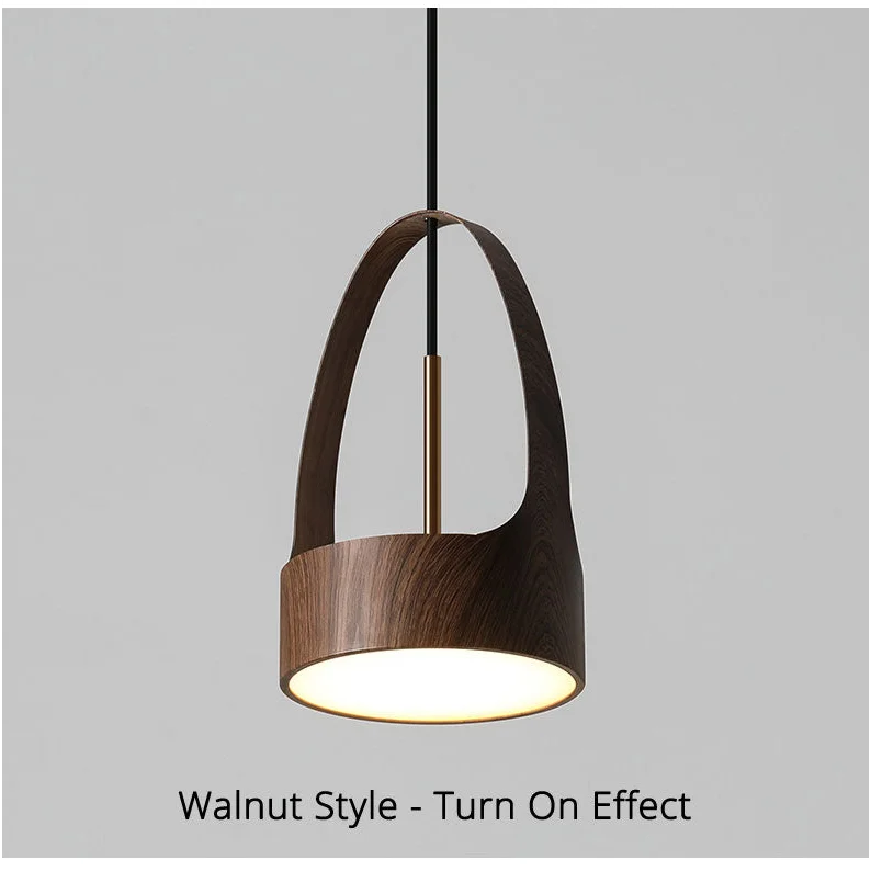 Wooden-look Pendant Light | Slim Minimalist Wood-grain Hanging Lamp Bedroom Kitchen & Dining Island Casalolalights