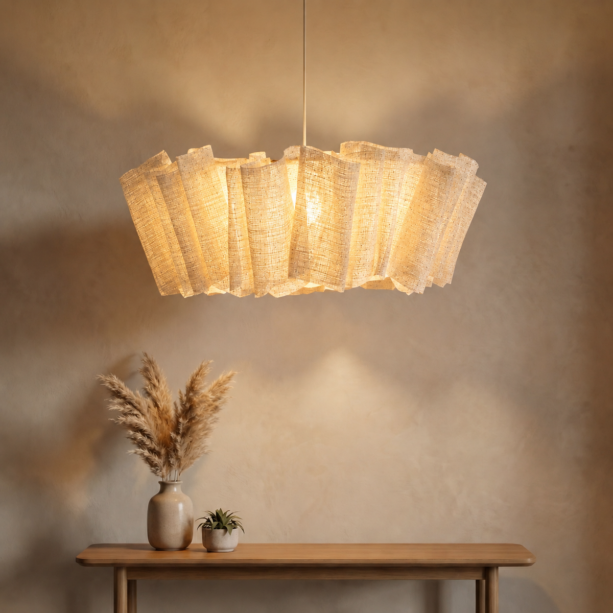 Woven Abaca Pendant Light for Dining Room | 30 to 100 Cm (12 39″) Wide Natural Fiber E27 Socket Casalola Lights Luxury