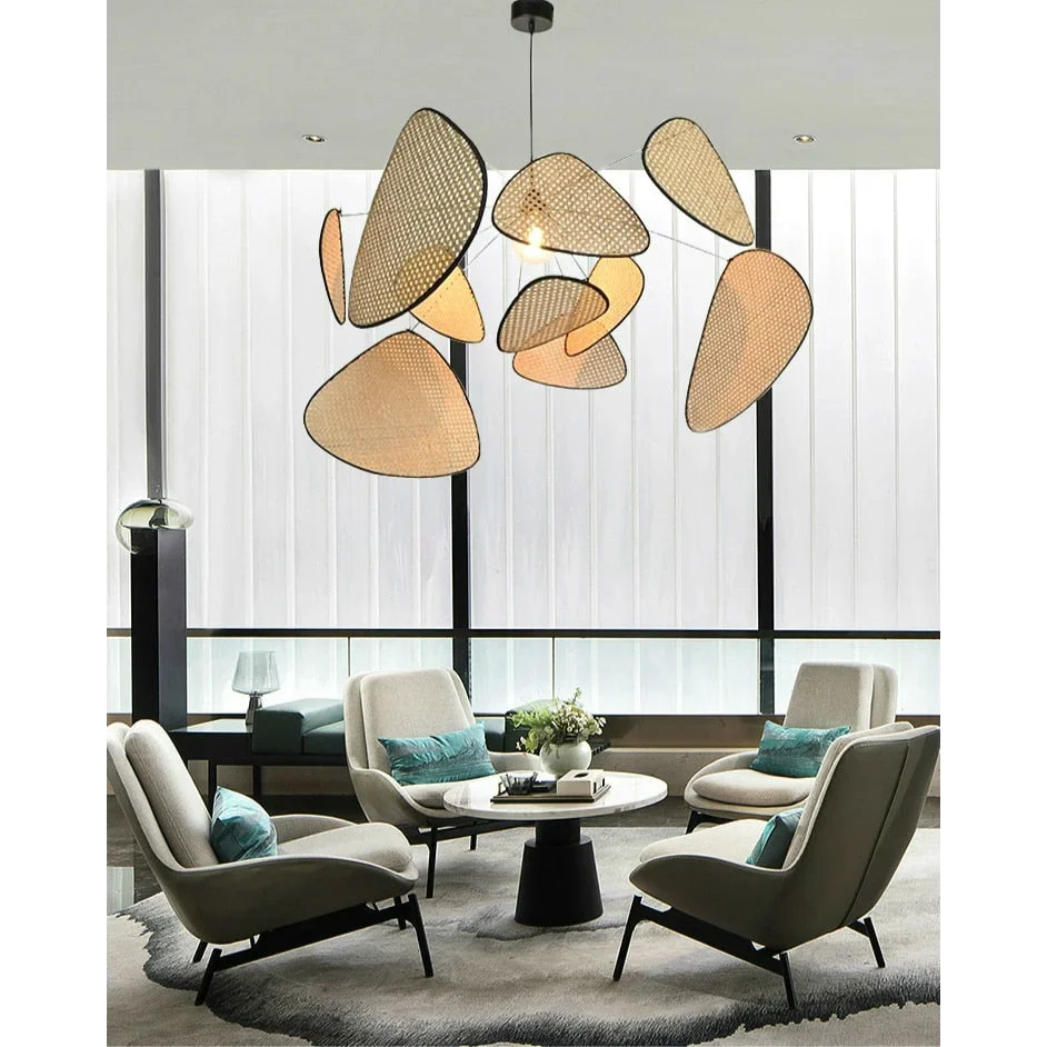 Woven Rattan Pendant Light 60-100cm | Bamboo Cannage Suspension Coastal Parisian Dining & Stairwell Casalolalights