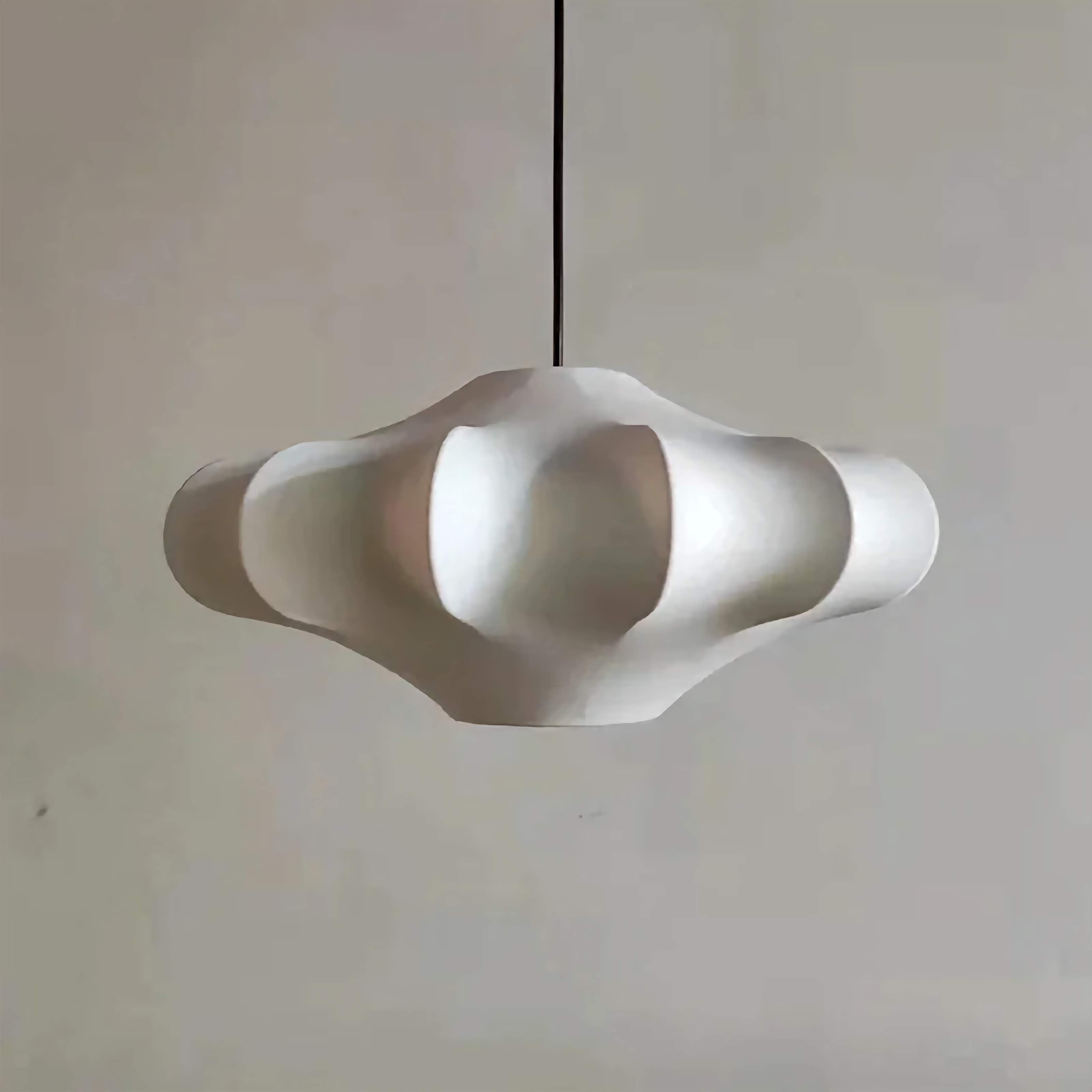Minimalist Silk Pendant Lamp White Japandi Lamps for Living Room Bedroom