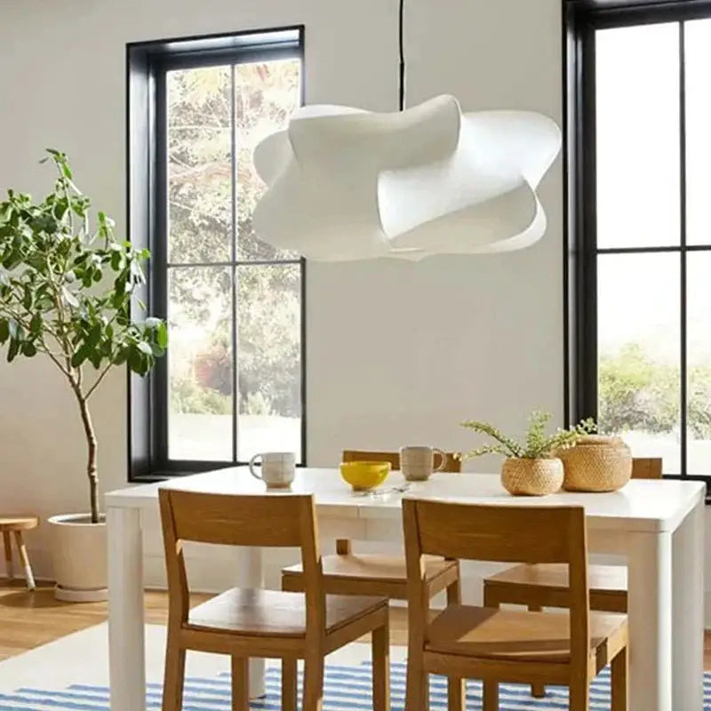 Minimalist Silk Pendant Lamp Japandi Lighting for Living Room Bedroom - Lamps
