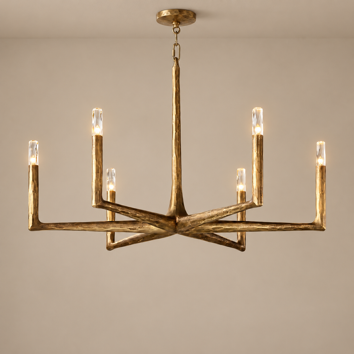 Linear Forged Brass & Crystal Chandelier | CLRE0079C