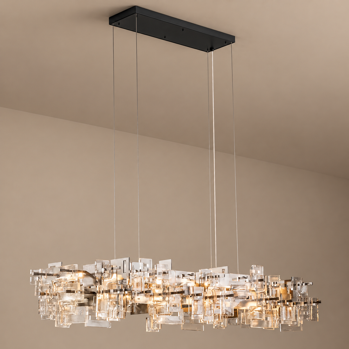 Linear Brass & Glass Chandelier | CLKUD025