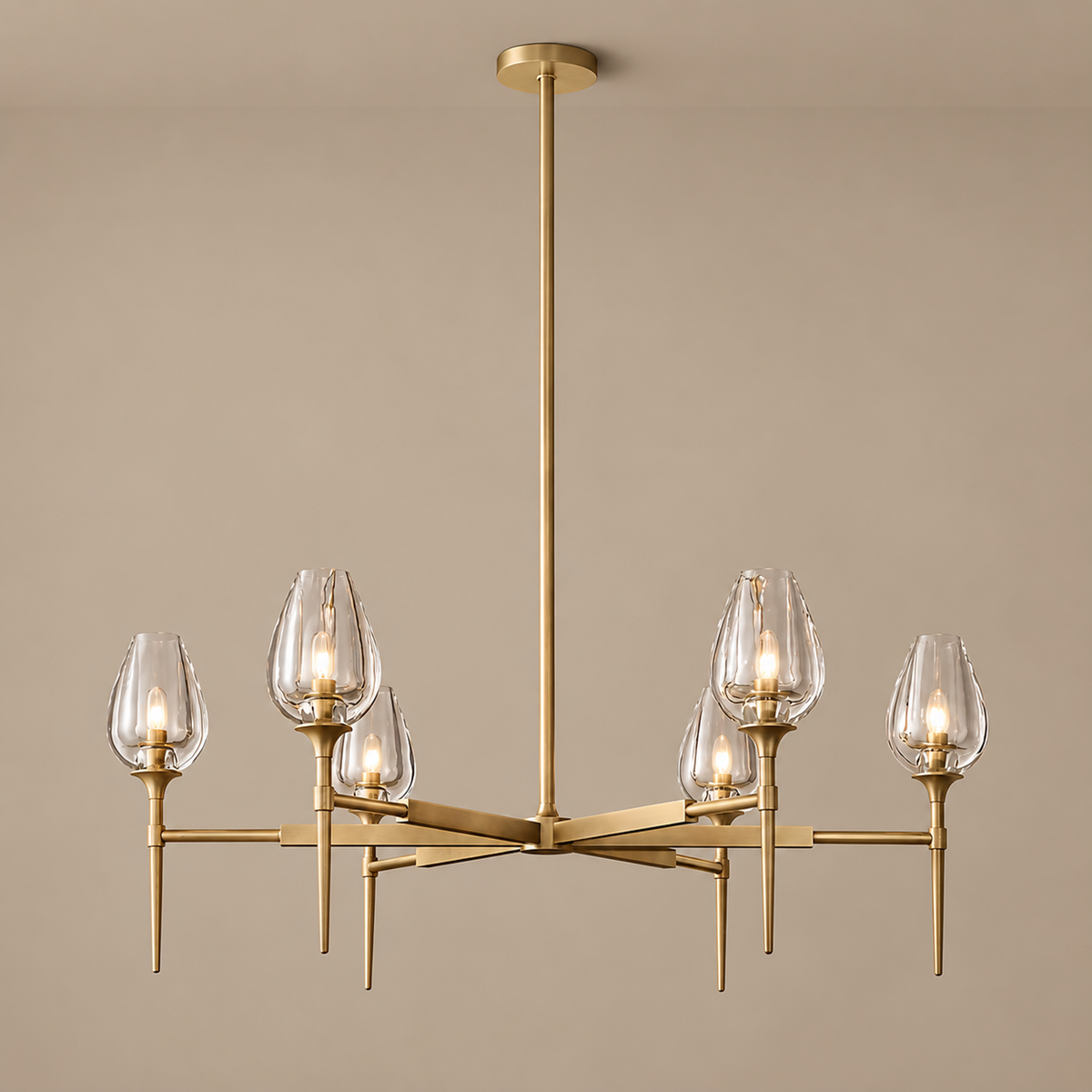 Candle Chandelier | Smoked Glass & Brass | CLZXS0250