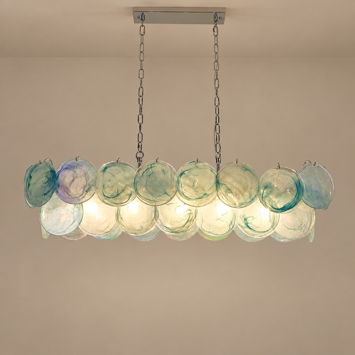 Iridescent Glass Linear Chandelier