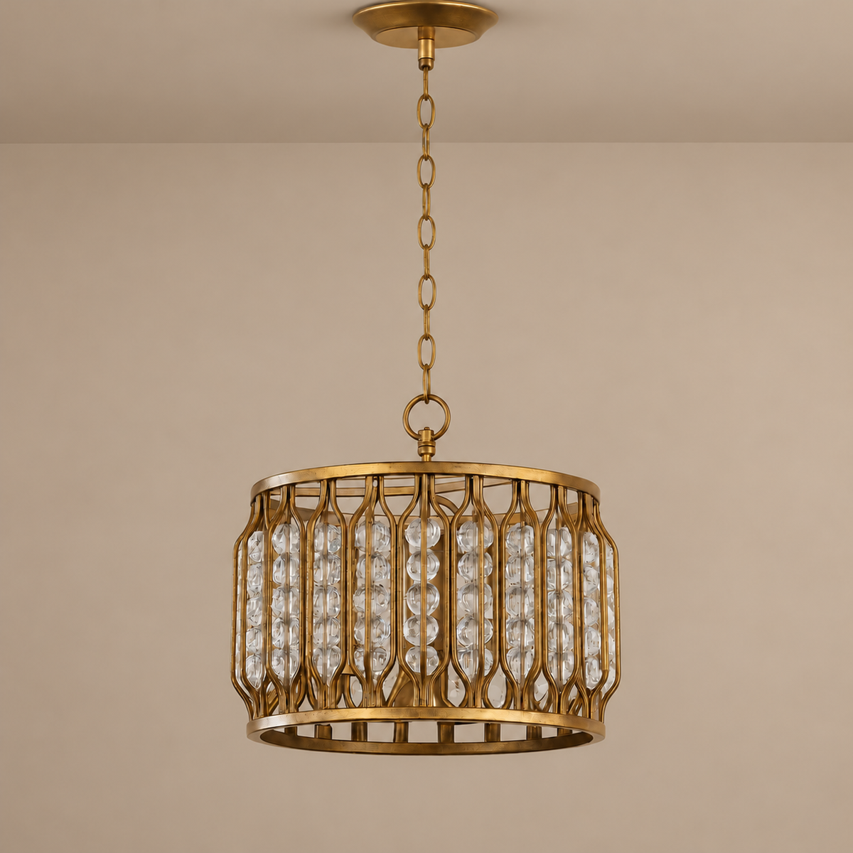 Gilded Crystal Drum Pendant | CL01890Q