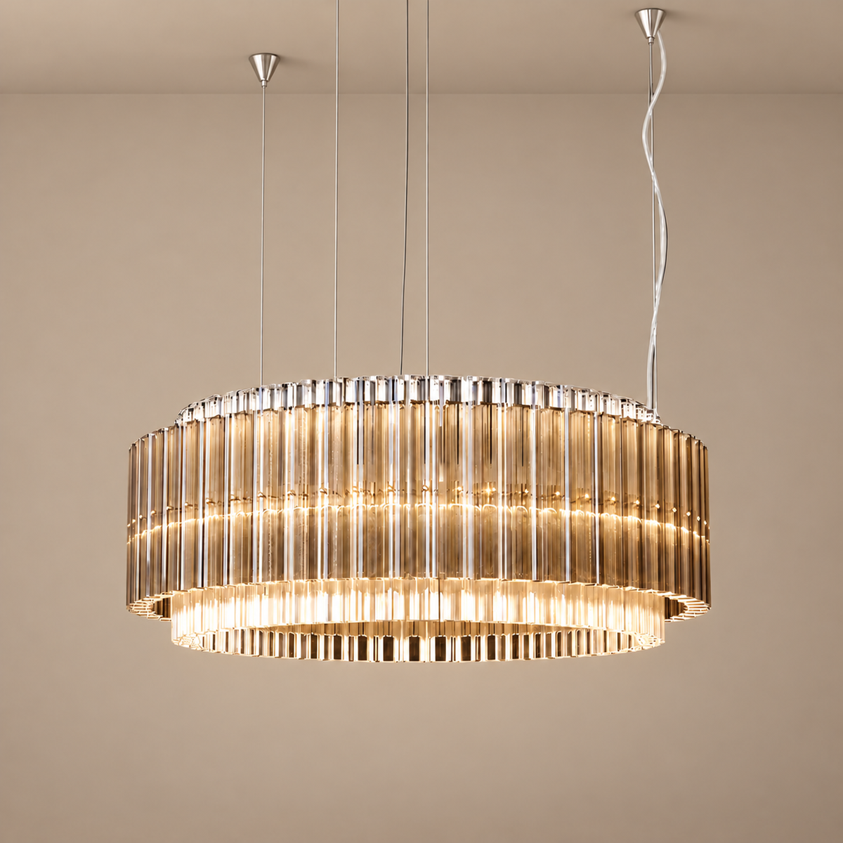 Smoked Glass Drum Chandelier | CLFB02550