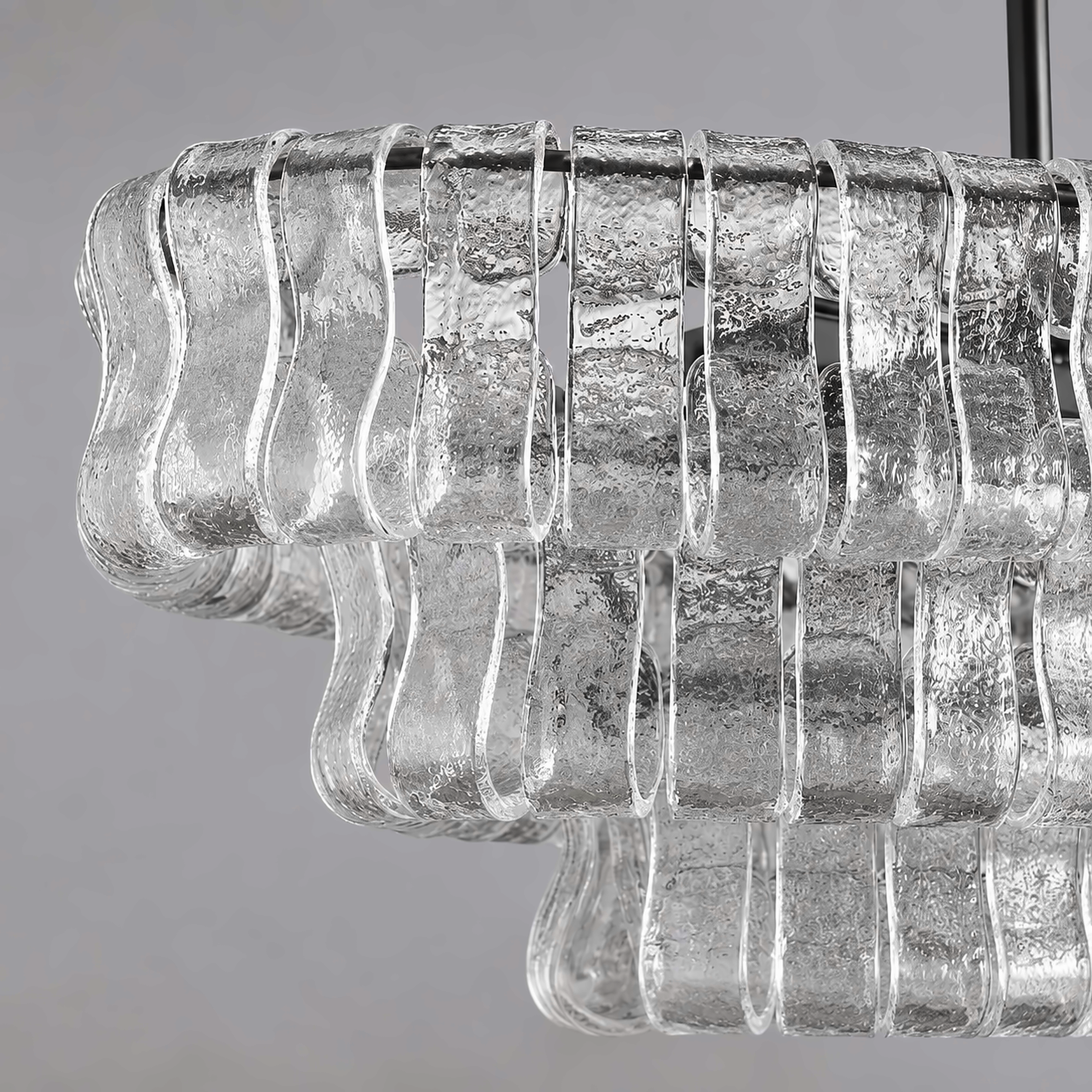 The Verdita Chandelier | Clear Curved Glass | CLND021C