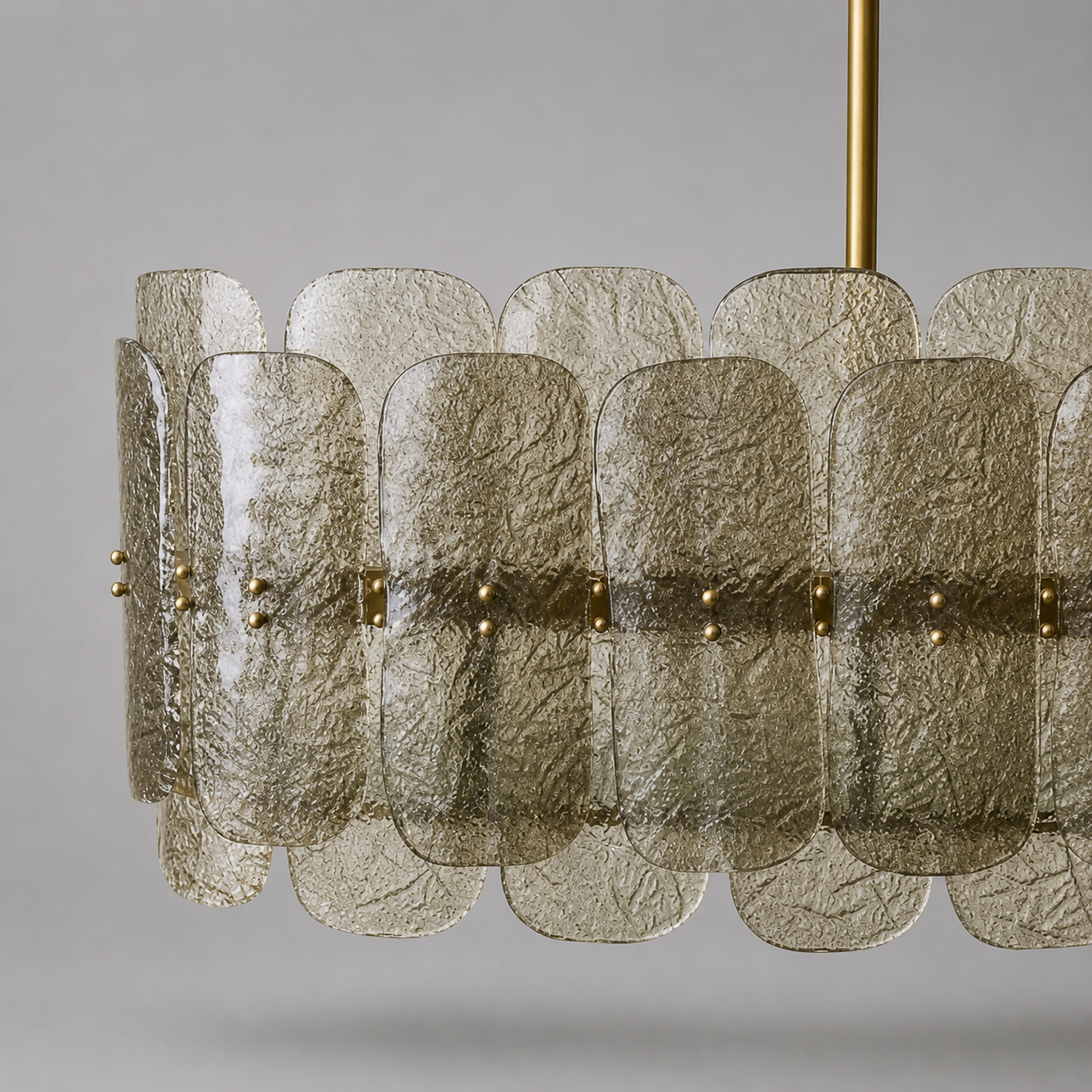 The Nocturne Linear Chandelier | Smoky Art Glass & Brass | CLND008L