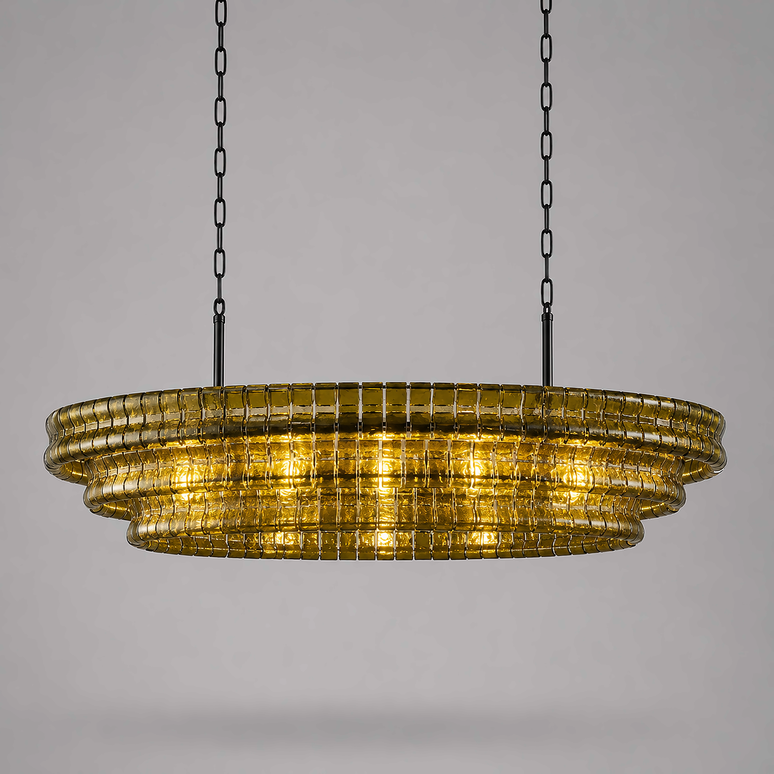The Verdita Chandelier | Green Curved Glass | CLND020G