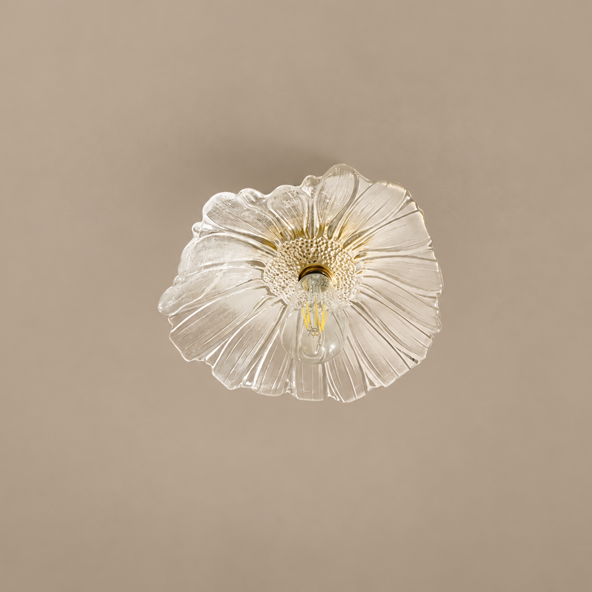 Brass & Glass Flower Semi-Flush Mount | CLFLW025