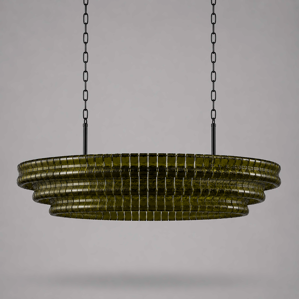 The Verdita Chandelier | Green Curved Glass | CLND020G