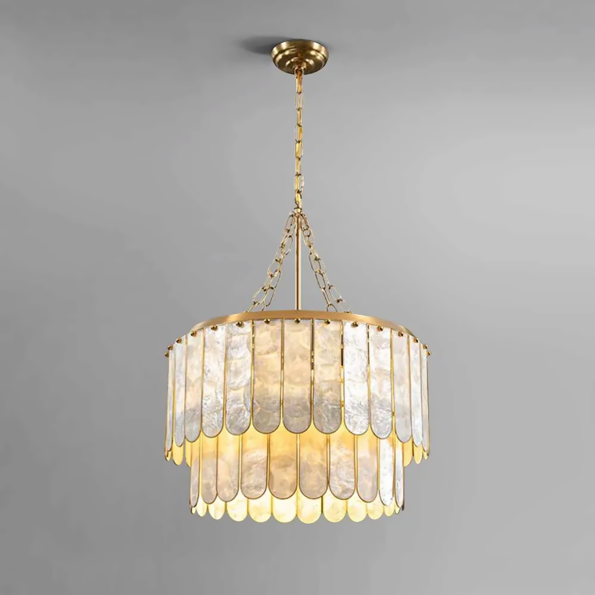DOUBLE ROUND SHELL CHANDELIER | CLFRT05K
