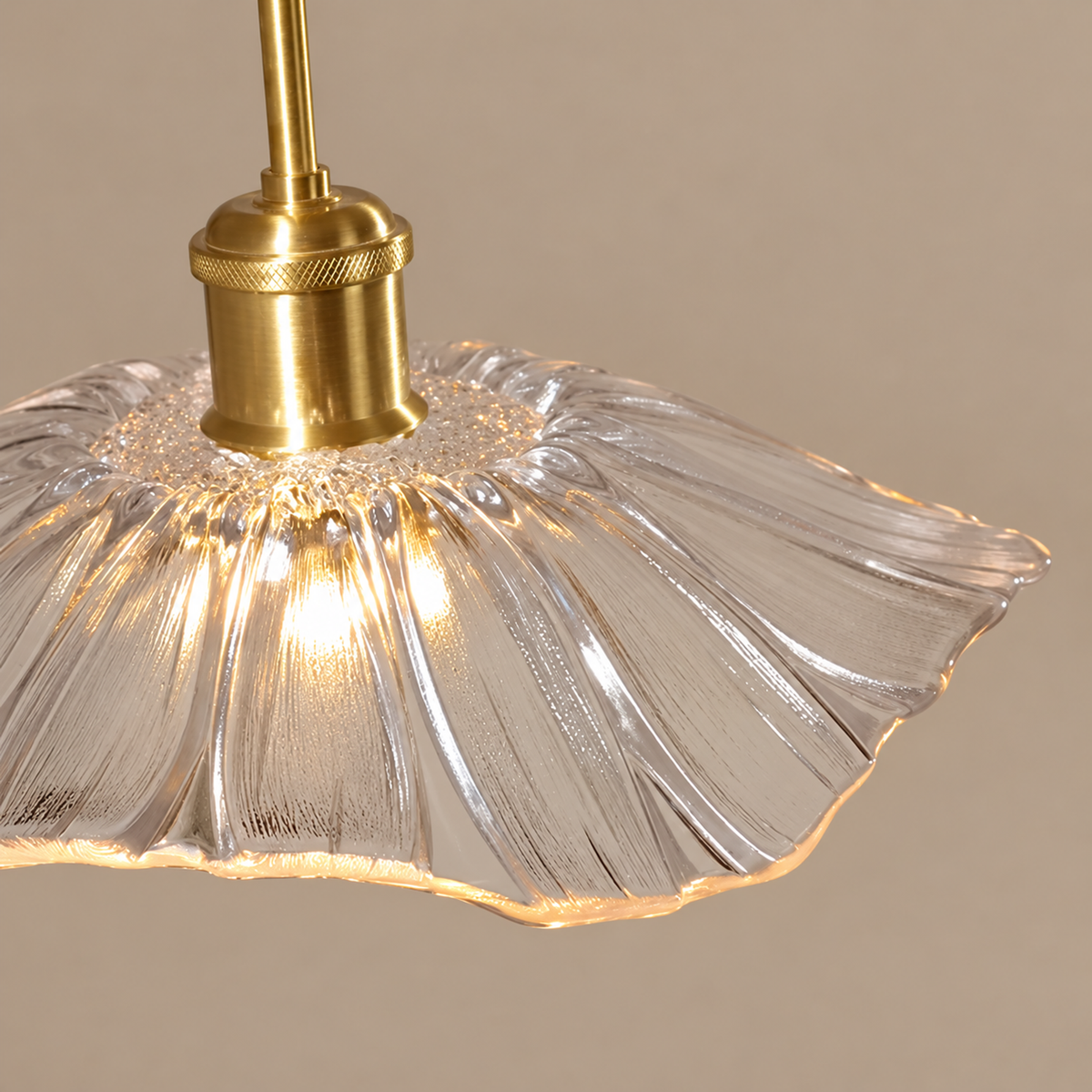 Brass & Glass Flower Semi-Flush Mount | CLFLW025