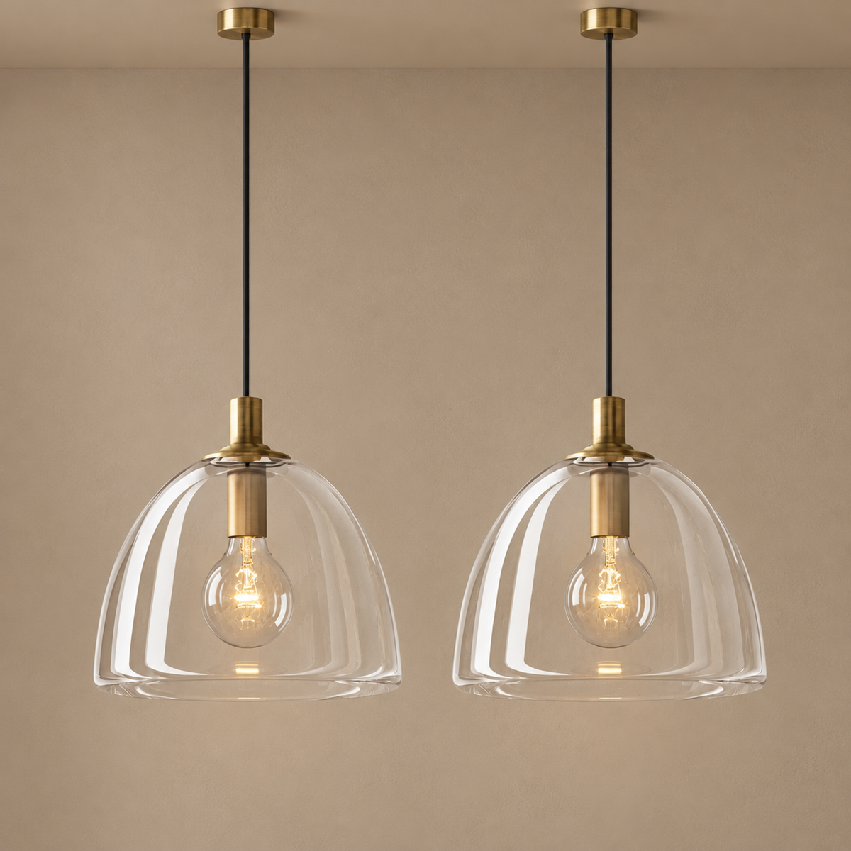 Black Glass Pendant | Brass Accents | CLH854WB