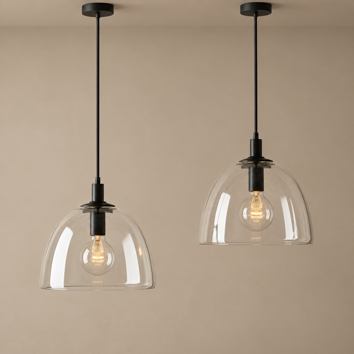 Black Glass Pendant | Brass Accents | CLH854WB
