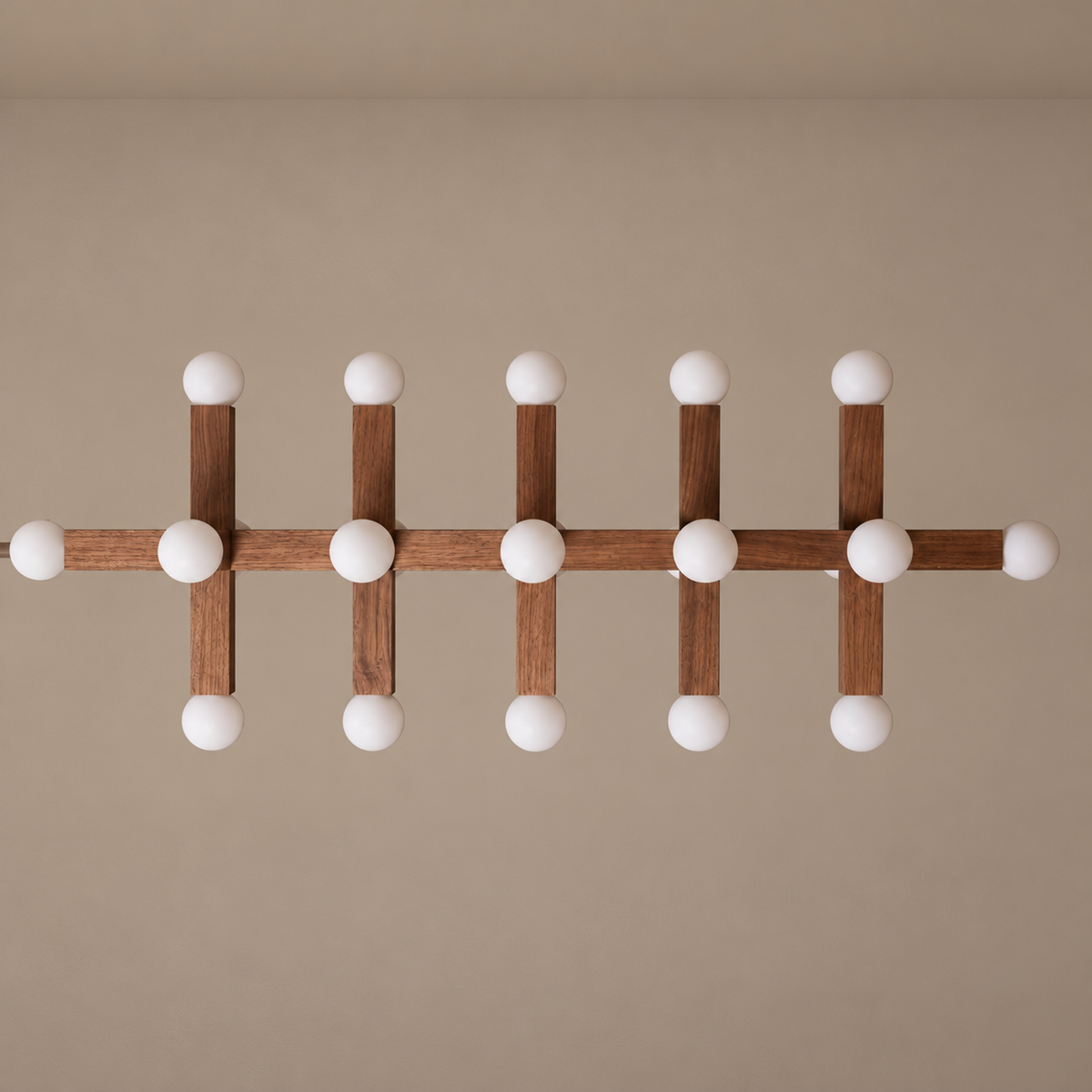 5-Link Walnut & Glass Chandelier | CLVGT0280