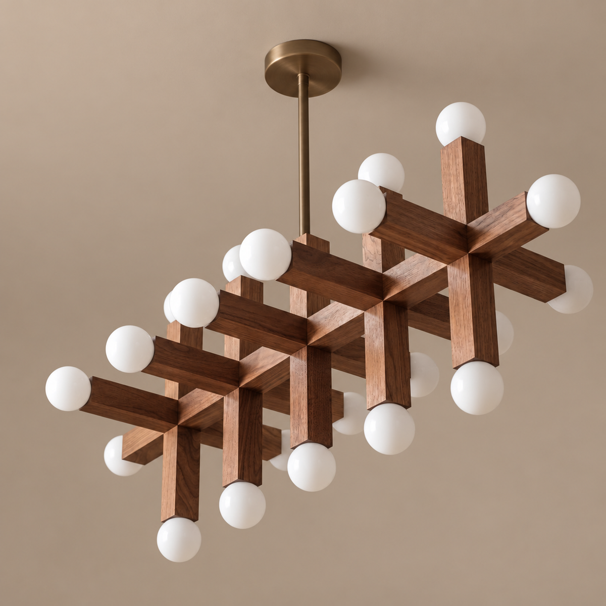 5-Link Walnut & Glass Chandelier | CLVGT0280