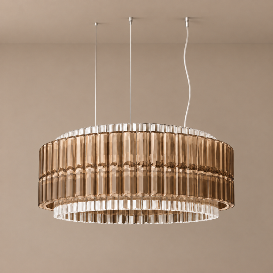 Smoked Glass Drum Chandelier
