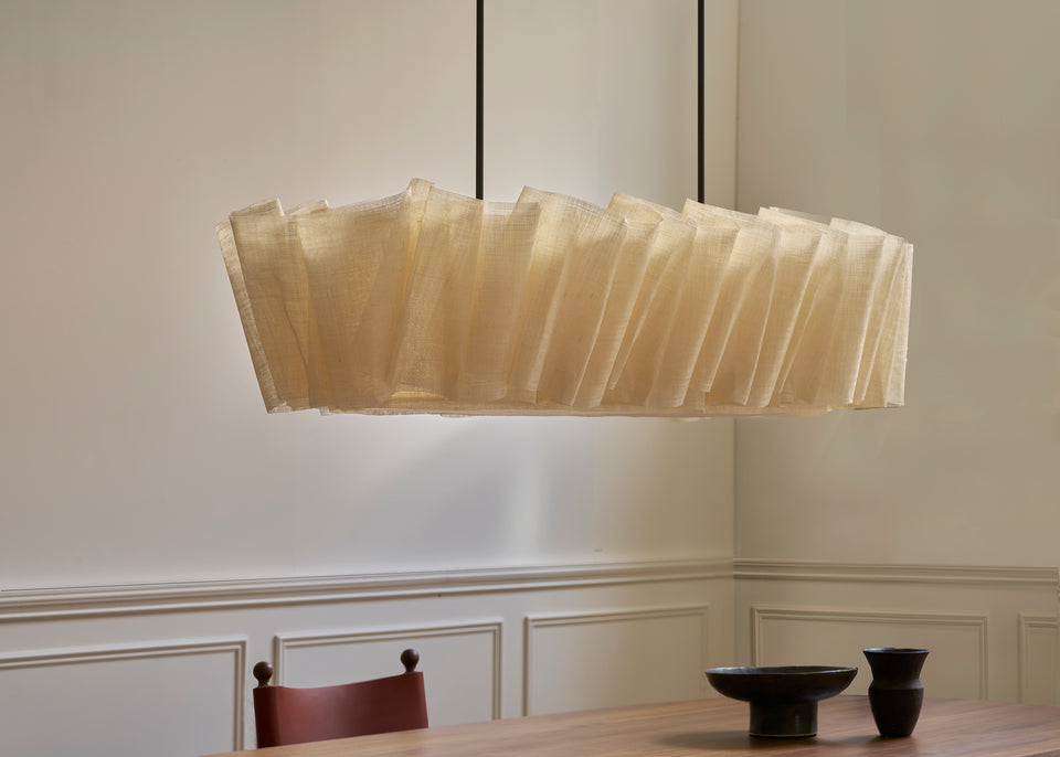 The Sora Linear Chandelier | Handwoven Abaca | CLND018