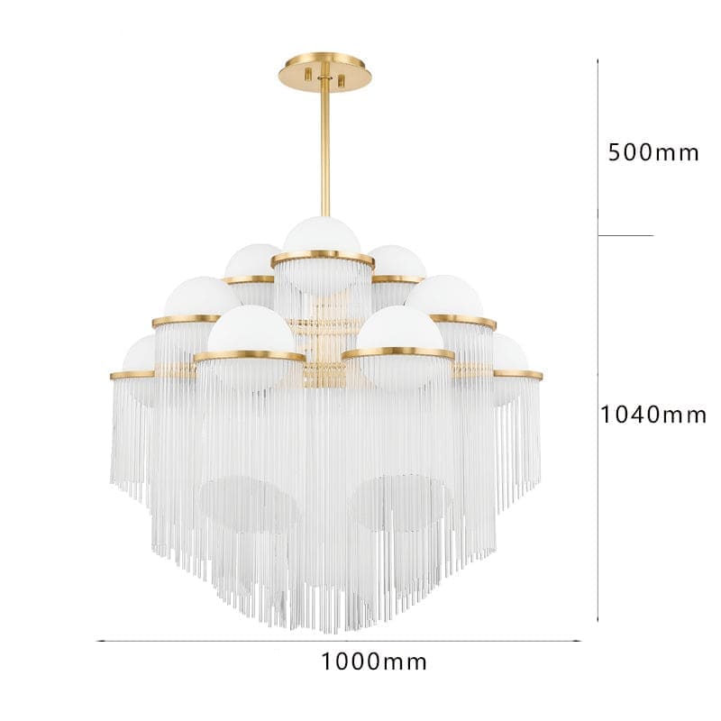 Art Deco Chandeliers - Unique for Living Room - Celestial Glass Copper Finish
