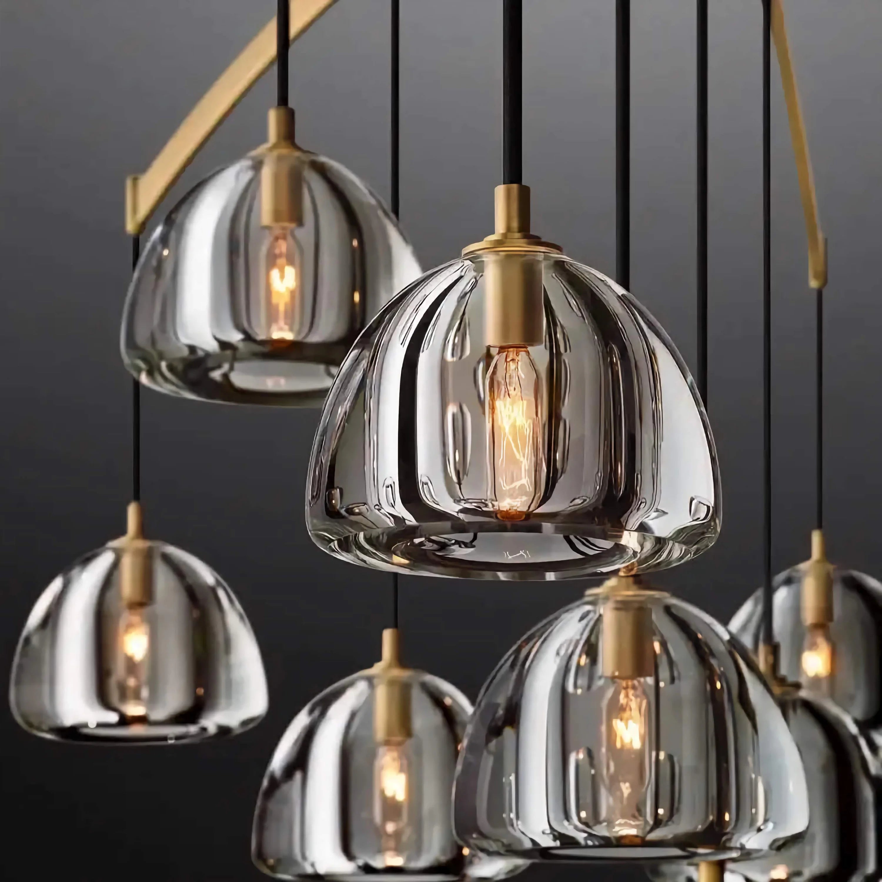 Copper Multi Pendant Chandelier – Modern Glass Arch Dining Room Light Casalolalights Luxury Lamps for Interior Designers