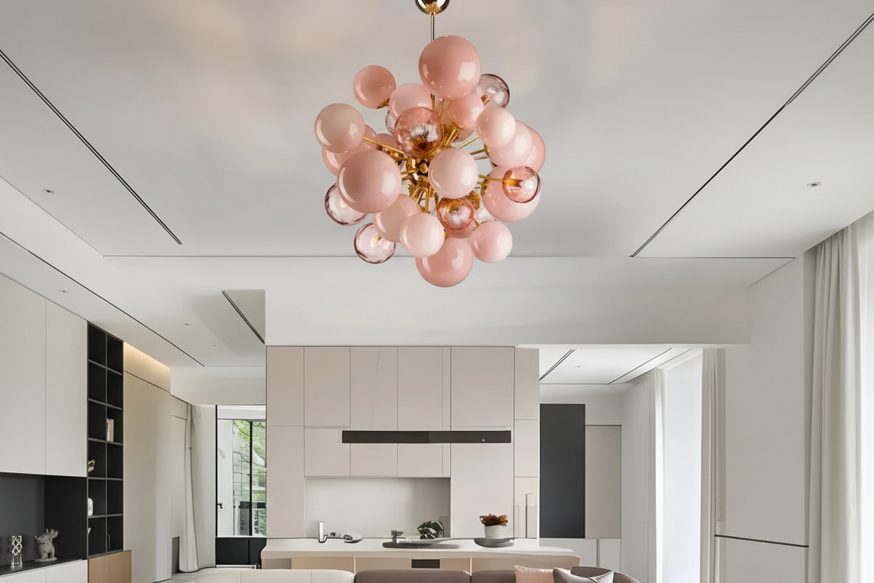 PINK MURANO GLASS CHANDELIER | DE SILVA DESIGN CLPT80CF