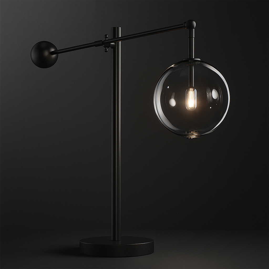 BLACK GLASS GLOBE TABLE LAMP | CLCBAL092