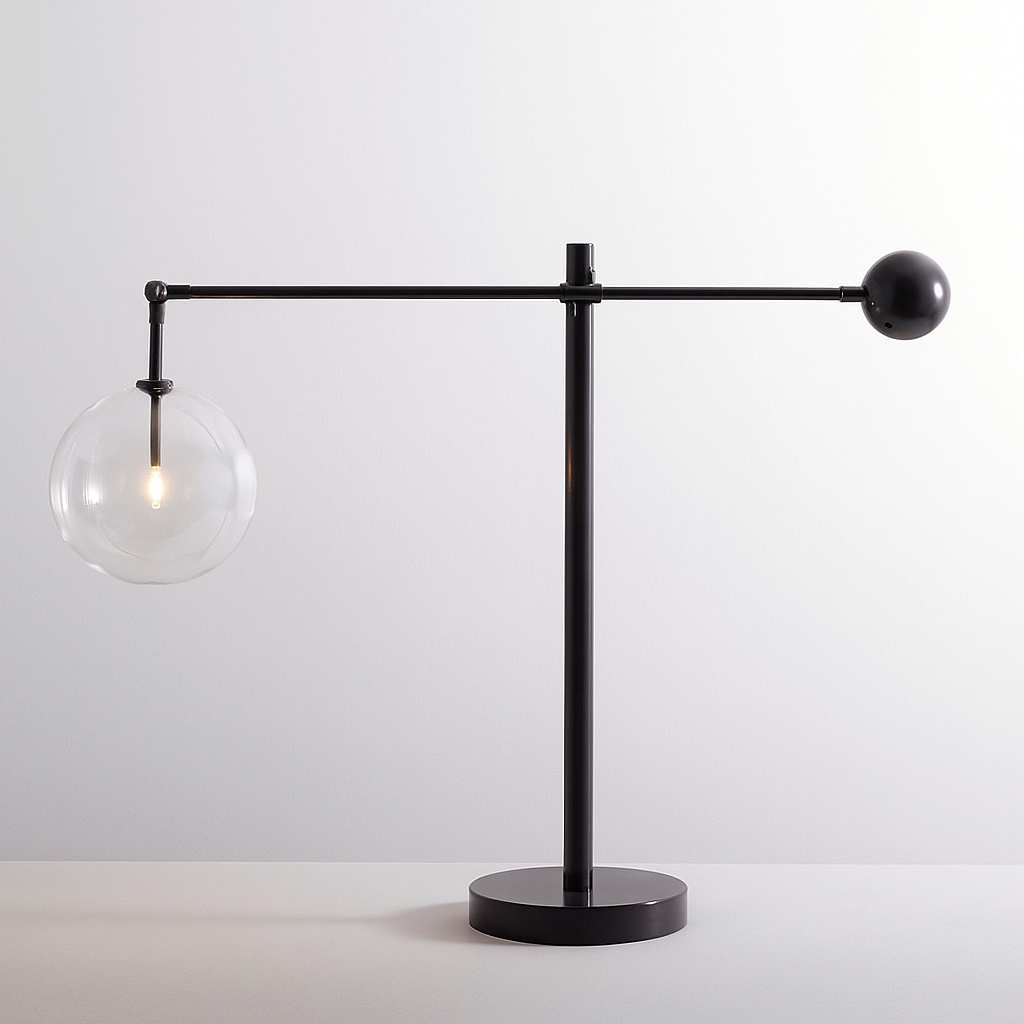 BLACK GLASS GLOBE TABLE LAMP | CLCBAL092