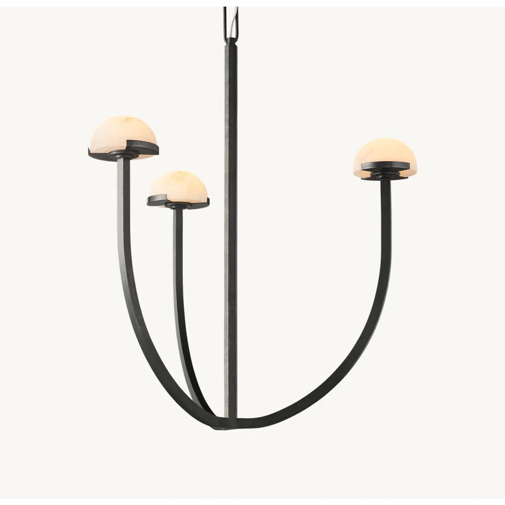 Modern Tiered Brass and Marble Chandelier – 3 Arched Lighting for Living Room or Dining