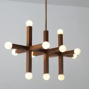 Modern Hanging Lamps - Union 3 Wood Chandelier for Dining Room Living Kitchen Island - Chandeliers