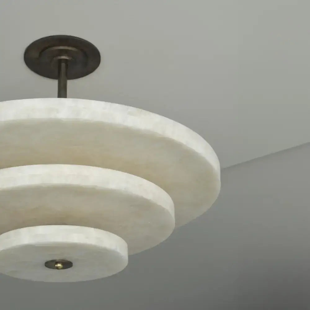 Tiered Alabaster Ceiling Light | Modern Architectural Pendant Fixture