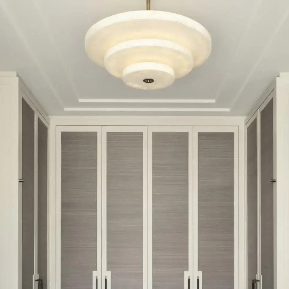 Tiered Alabaster Ceiling Light | Modern Architectural Pendant Fixture