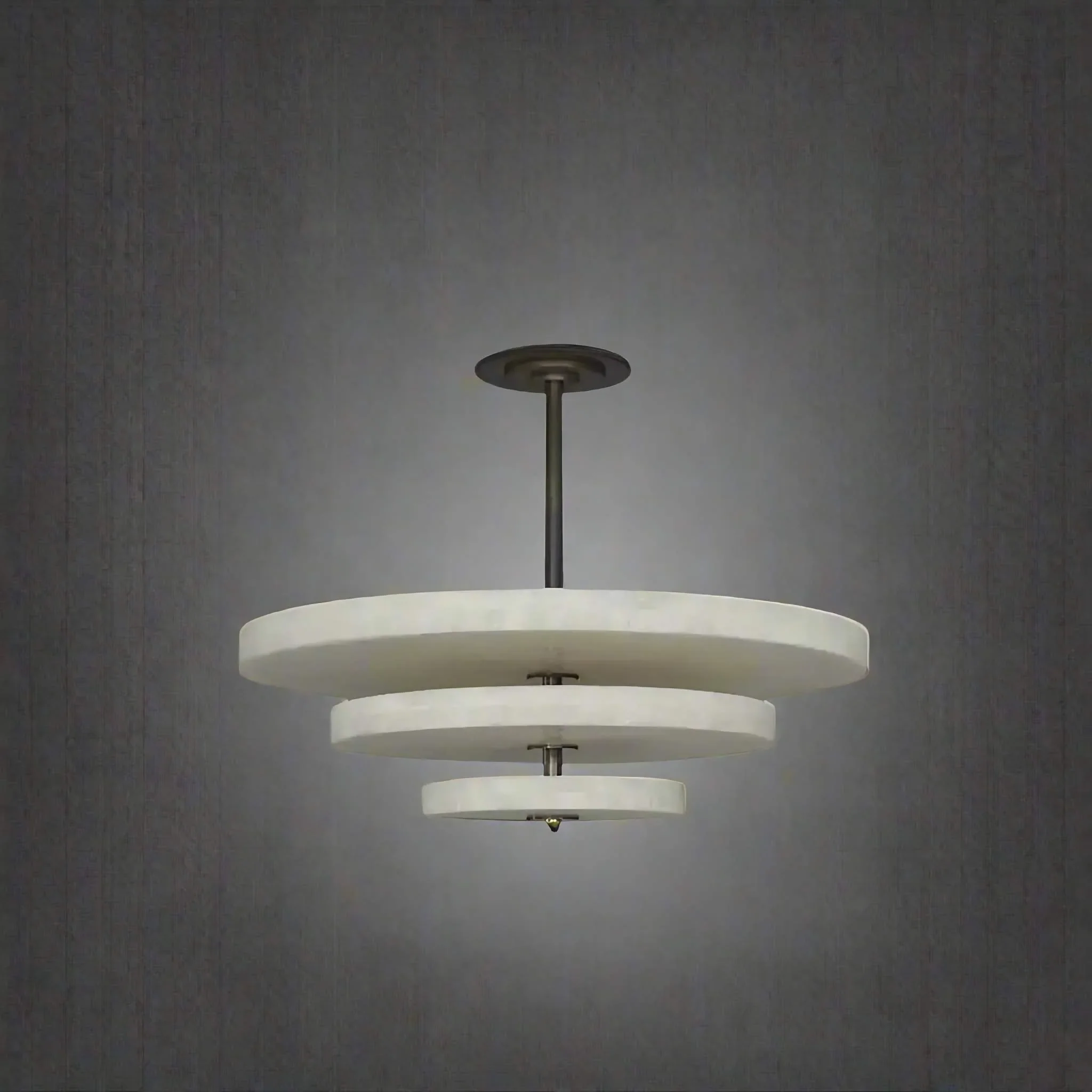Tiered Alabaster Disc Dining Room Chandelier | Modern Semi Flush Ceiling Light Statement Fixture Architectural Accent