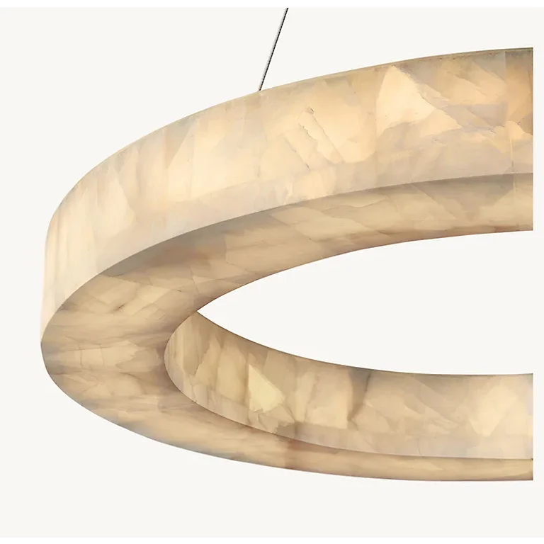 Rivage 3-tier Alabaster Ring Chandelier | Luxury for Stairs Hotels Dining Room Office